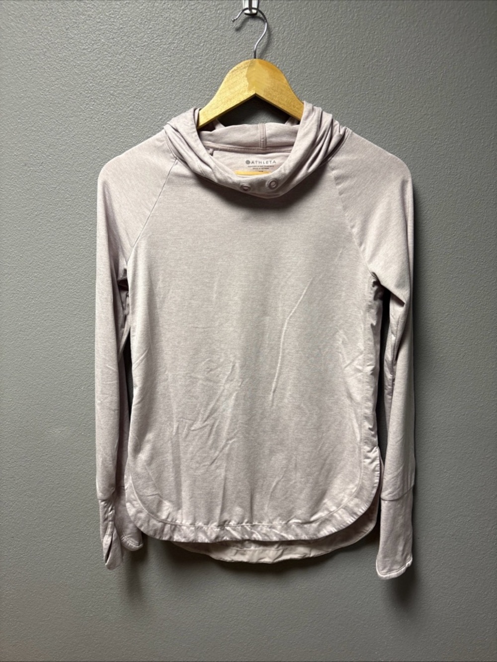 Athleta Uptempo Hoodie, Light Purple, Cowl Neck, Thumb Holes, XS
